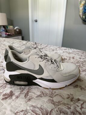 Nike Air Max Light Gray and Olive Green Sneakers